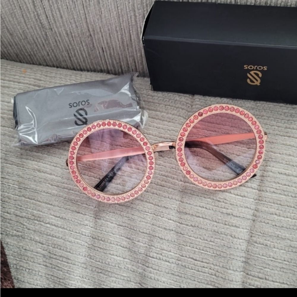 SOJOS Shining Oversized Round Rhinestone Sunglasse 2026 - Picture 2 of 8